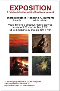 Exposition à l'atelier de l'artiste Roseline Al oumami. Du 21 au 22 mai 2016 à Fougères. Ille-et-Vilaine.  10H00